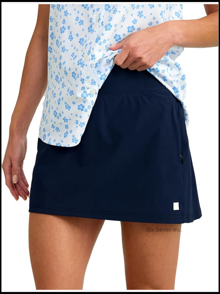 Women's Performance Skort With +30 Upf Sun Protection And Zippered Pockets